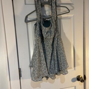 Altar'd State Blue and White Floral Top